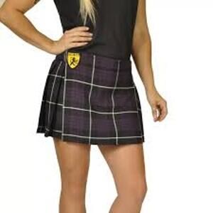 Sport Kilt Mini Skirt Royal Purple Tartan Pleated Schoolgirl Punk Women Medium